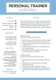 personal trainer resume sample and