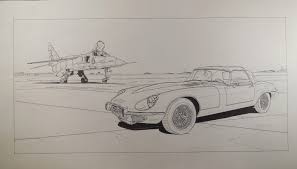 jaguar type e s3 v12 by cartoonist bruno marchand jaguar type funky art jaguar e type