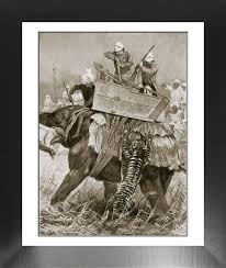 Framed Print of The Prince of Wales on a Tiger Hunt in India, 1876 Print. Framed Print from Heritage Images