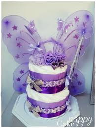 Gateau De Couches 2 Etages Violet Fee Ailes Diademe Princesse Diapercake Gateaudecouches Gateau De Couche Gateau De Couches Gateaux Couches Pour Bebes