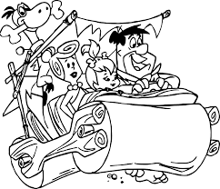 Flintstonecoloring pages are a fun way for kids of all ages to develop creativity, focus, motor skills and color recognition. The Flintstones In Their Car Colouring Image