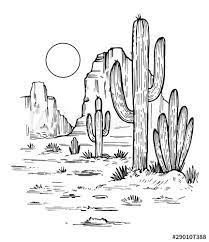 Landscape tattoo landscape drawings landscape art art drawings landscapes desert drawing nature drawing desert tattoo western tattoos mesa scene 1487n 4 3/4 x 3 unmounted: Sketch Of The Desert Of America With Cacti Prairie Landscape Hand Drawn Vector Illustration In 2021 Landscape Sketch Desert Drawing Landscape Drawings