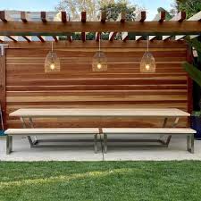 Our led lights, magnifying led work lights, and magnetic base task lights are sure to. Outdoor Table And Bench With Brushed Steel Base By Angel City Woodshop Seen At Private Residence Los Angeles Wescover