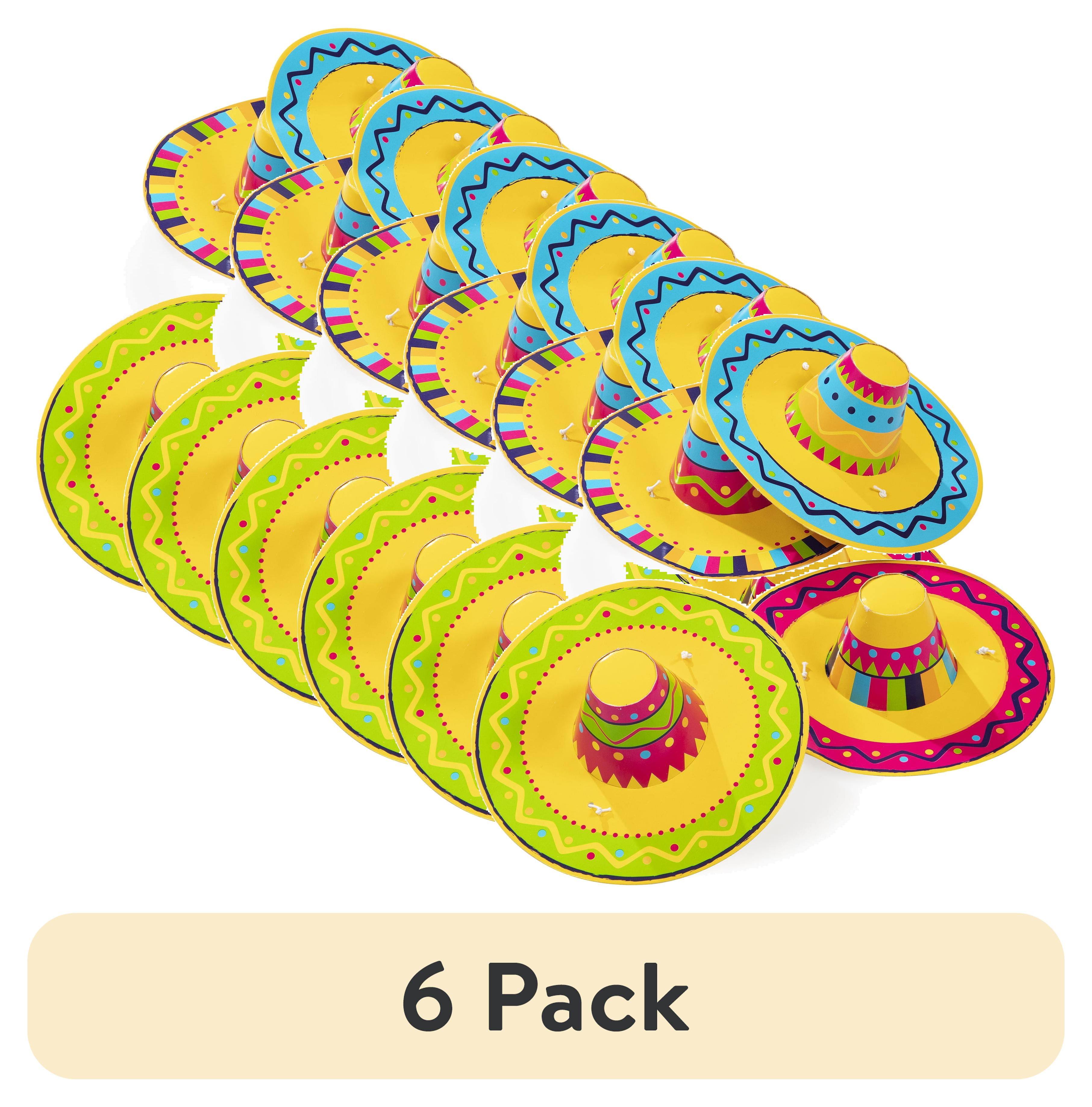 (6 pack) Multicolor Sombrero Paper Party Hats, 5 inch, 4 Count, by Way To Celebrate