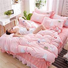 pink bedding set duvet cover rabbits kawaii bedding sets bed cover girl duvet cover set lovely bed clothes set pink bedding set girls duvet covers girls duvet