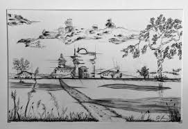 Kk cool art | thank you for your support learn to turn the words into pictures, how to draw a city & village using the words city. B W Landscaping Pencil Drawing Mexican Paintings Landscape Drawings
