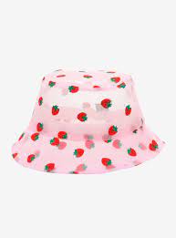 Strawberries Pink Sheer Bucket Hat In 2021 Bucket Hat Pink Hat Hats
