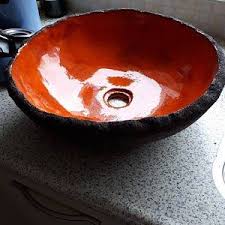 A Orange Lagoon Ceramic Round Sink Washbasin Concrete Sink Wash Basin Unique Sinks