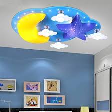 Deckenleuchte Mond Sterne Wolke Led Lampe Blau Kinderlampe Kinderzimmerlampe Holz Kinder Zimmer Schlafzimmerlamp Kinder Zimmer Kinder Lampen Lampe Kinderzimmer