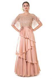 View smaller view smaller view larger view larger. Satin Crepe And Net Embroidery Gown In Rose Gold Colour