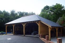 Three bay oak framed garage kit! 3 Bay Oak Garage With Fully Hipped Roof And Log Store Garage Style Garage Building Plans Modern Garage