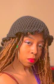 Black Crochet Ruffle Hat