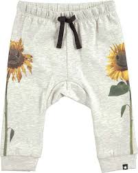Sabbe Moods Light Grey Melange Baby Sweatpants With Sunflowers Molo