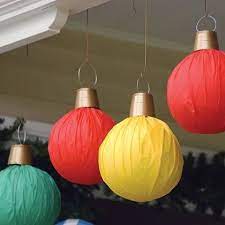 Check out these awesome ornament topiary and large gift boxes i made for my outdoor decor how to create ornament topiary ornaments from michael's, lowe's and. Beach Balls Wrapped In Plastic Tablecloth To Look Lik I Ll Be Home For Halloween You Can Plan On Turkey Please Have Snow And Fireworks Globo