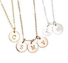 Amazon Com 1 2 3 4 Circle Initial Pendant Necklace Customized Small Disc Necklace Family Sister Necklace Mother Couple Jewelry 14k Gold Fill Sterling Silver Or Rose Gold Handmade Products
