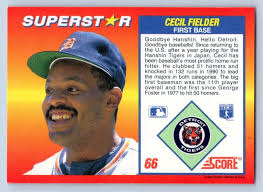 Cecil Fielder 1992 Score Superstars #66 NM-MT