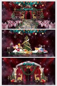 Festive Red Christmas Theme Party Exhibition Renderings Decors 3d Models Psd Free Download Pikbest Christmas Themes Christmas Display Christmas Stage Design