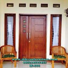 Pintu Kupu Tarung Lebar Sebelah Daun Pintu Rumah Minimalis Modern Ikhsan Furniture Jepara Main Door Design Home Door Design Door Design