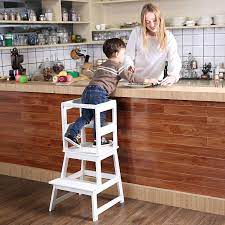 Product titlekatarus toddler step stool for kids two step standin. Sdadi Kids Kitchen Step Stool With Safety Rail For Toddlers 18 Months And Older White Lt01w Amazon Ca Baby