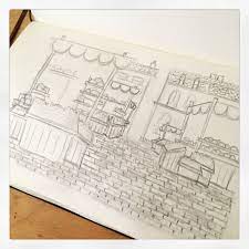 How to draw a supermarket grocery store for kids 🥦 grocery store drawing and coloring for kids color with us free. Market Scene Pencil Drawing Pencil Art Drawings Pencil Drawings Pencil Drawing Images