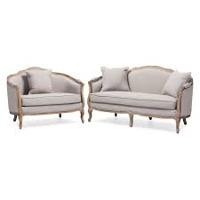 1940 argentia road mississauga, on l5n 1p9. Baxton Studio Chantal French Country White Wash Weathered Oak Distressed Beige Linen Upholstered 3 Seater Sofa And 2 Seater Loveseat Living Room Set Walmart Com Walmart Com