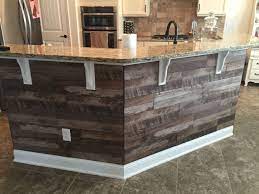 Wood Look Tiles On Kick Panel Under Bar Weathered Grey Kitchen Remodel Small Remolding Kitchen Classic Kitchen Cabinets