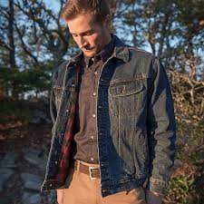 Wrangler Rugged Wear Flannel Lined Denim Jacket Men S Jackets Outerwear Wrangler Hipster Mens Fashion Mens Fashion Rugged Denim Jacket