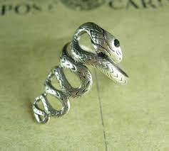 Sterling Snake Ring With A Silver Serpent That Crawls Down Your Finger Black Rhinestone Eyes Size 5 1 2 Black Rhinestone Snake Ring Rings