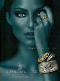 2006 Bailey Banks & Biddle Blue Naked Model Gold Jewelry Photo Vintage  Print Ad