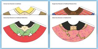 And in several pieces of clothes, like a blouse, skirt, vest, jacket, apron, scarf, cap and so on. All Around The World Cone People In Traditional Clothes