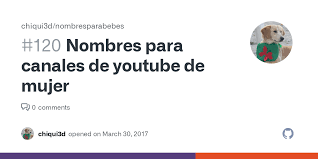 Nombres Para Canales De Youtube De Mujer Issue 120 Chiqui3d Nombresparabebes Github