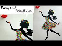Diy Room Decor Ideas Making Girl With Flower Dress Wall Decor With Flower Flower Girl Youtube Diy Paper Flower Wall Diy For Girls Room Diy