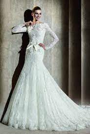 Elie By Elie Saab Boat Neck Mermaid Wedding Dress In Lace A Boat Neck Wedding Dress In Me Muslim Wedding Dresses Wedding Dresses Long Sleeve Wedding Dress Lace
