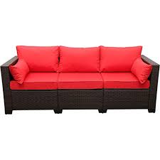 Loveseat wicker give you an opportunity to relax in your garden, especially when you are stressed up. 3 Seat Patio Pe Rattan Wicker Couch Outdoor Rattan Sofa Furniture Steel Frame With Furniture Cover And Deep Seat High Back Red Cushion Pricepulse