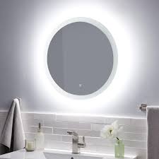 Beauty salon light led hollywood round strip vanity mirror with organizer. Morse Round Lighted Mirror With Tunable Led Bathroom Mirrors Bath Accents