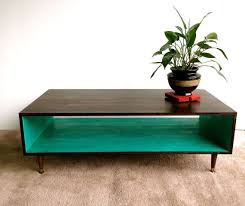 Handmade Coffee Table Mid Century Modern Teal Or Custom Color And Espresso Brown Coffee Ta Coffee Table Mid Century Modern Coffee Table Handmade Coffee Table