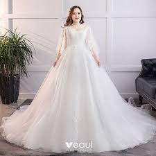 Sehr gut sogar, da unserer designerkreativität dadurch praktisch. Schlicht Weiss Ubergrosse Brautkleider Hochzeitskleider 2019 A Linie Tulle Spitze U Ausschnitt Applikationen Ruckenfreies Kapelle Schleppe