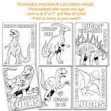 6 Printable Personalized Dinosaur Coloring Pages Etsy
