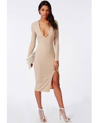 Missguided off duty sleeveless rib mini dress (m29/20). Beige Knit Bodycon Dresses For Women Lookastic