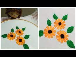 Simple Hand Embroidery Flower Cosmos Flower Very Easy Youtube Hand Embroidery Flowers Embroidery Flowers Hand Embroidery