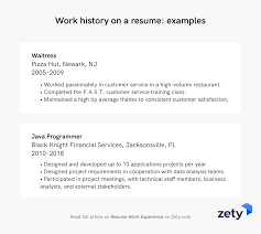 Work History On A Resume Examples Job Resume Examples Work Experience Resume Work