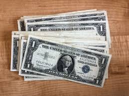 These typically sell for around $450. 1935 1957 One Dollar Note 1 Silver Certificate Au Unc Bill Cu Blue Seal Us Us Paper Money Coins Paper Money