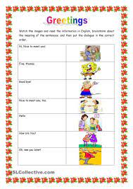 Greetings Kindergarten Worksheets English Worksheets For Kindergarten Kindergarten Worksheets Printable