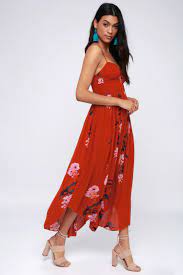 Check spelling or type a new query. Free People Beau Red Floral Dress Smocked Maxi Dress Lulus