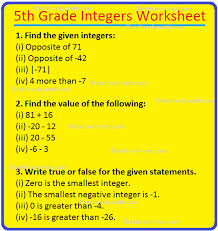 Just print them and hand them out to the kids and watch their math. 5th Grade Integers Worksheet Addition And Subtraction Of Integers
