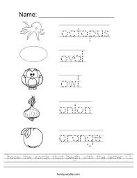 Letter o lowercase children colorful transportations abc alphabet tracing flashcard for kids learning english vocabulary and handwriting vector illustration. Trace The Words That Begin With The Letter O Worksheet Twisty Noodle Letter O Worksheets Letter O Alphabet Worksheets Preschool