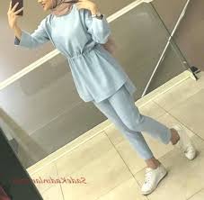 2019 Tesettur Kombinleri Mavi Kalem Pantolon Uzun Kol Beli Buzgulu Tunik Bey Tesettur Hirka Modelleri 2020 Tunik Pantolon Moda