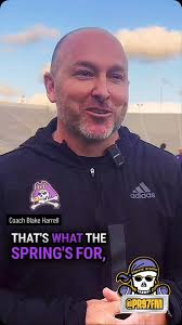 WATCH: ECU Football Coach Blake Harrell after practice “Everything’s an  open competition, that’s what the spring is for.” Watch the full post  practice