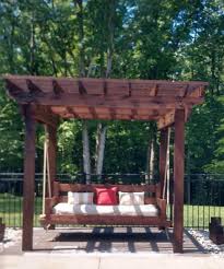 Modern, traditional, eclectic, rustic, glam, farmhouse, country Handcrafted Cedar Swing Bed Daybed Etsy Outdoor Bed Swing Backyard Pergola Pergola Swing