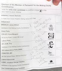The area in which the candidates' details are printed, should be divided. Spoiled Ballot Papers Show Frustrations Of Voters As Penis Drawings And Angry Rants Appear Daily Record